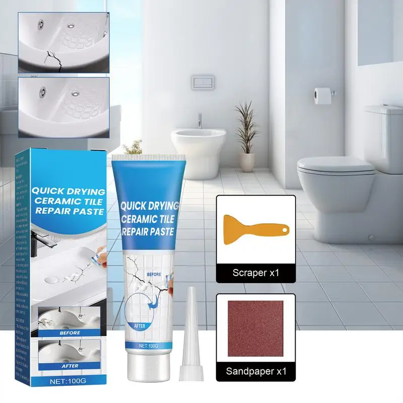 Gel lem keramik retak Super kuat, lem perbaikan retak Super kuat 100g untuk Kit perbaikan pengisi ubin keramik kuat dan keramik instan