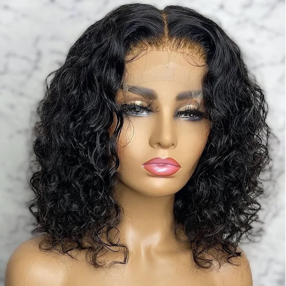 

Brazilian Deep Wave Front Wig Human Hair Wigs Short Wigs Human Hair Jerry Curl Bob Wig PrePlucked Hairline Wigs For Women Sale