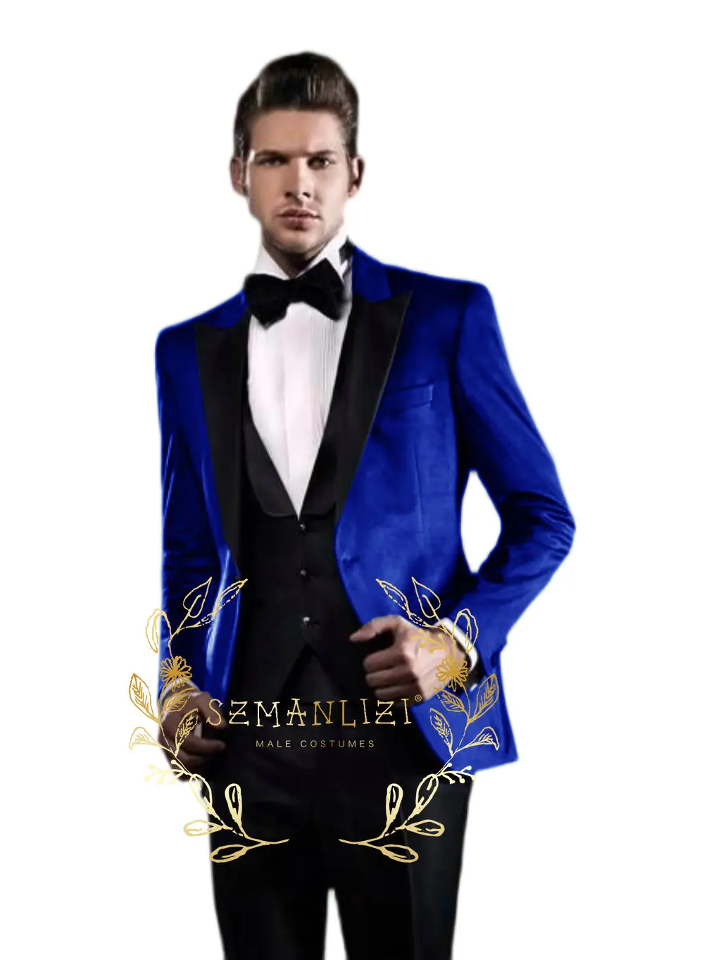 Slim Fit Men's Suits Groom Tuxedos For Wedding Custom Made Party Gold Velvet Smoking Jacket Pants Vest Male Fashion Costume