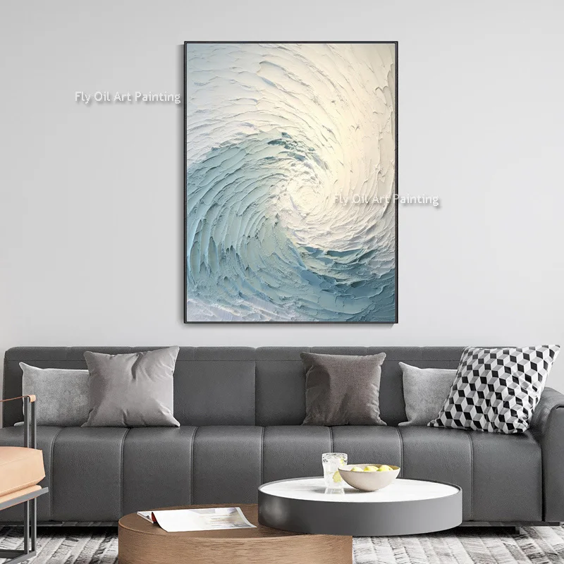 Ocean Giant Waves Scenery Modern Blue Sea View Canvas Wall Art Surf Ocean Scape Thick Oil Painting For Living Room Home Decor