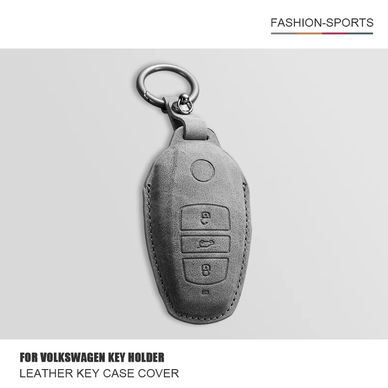 

Leather Car Remote Key Case Cover Shell For VW Volkswagen Touareg 2011 2012 2013 2014 2015 2016 2017 2018 Keychain Accessories