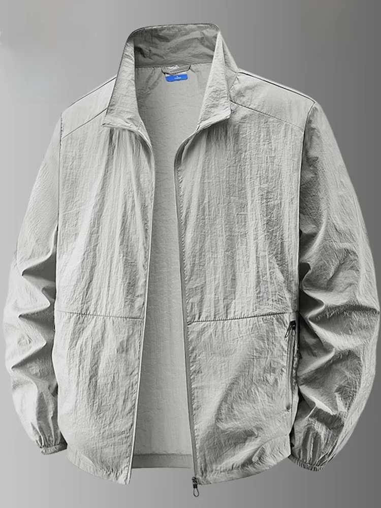 

Loose Men's Spor Jaet Windproof Waterproof Wear-resistant Breathable Tee-proof Casual Sport Coat Stand Fit Splice