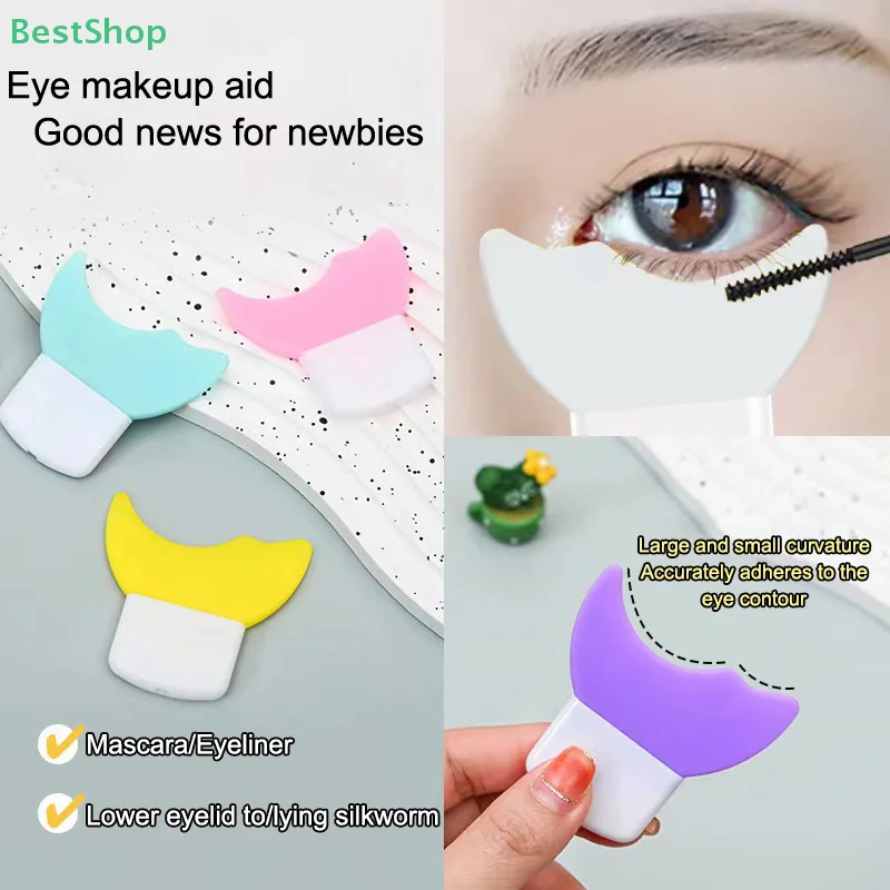 ❤ Herramienta auxiliar de maquillaje de ojos de silicona, herramienta de sello de máscara auxiliar de delineador de ojos de maquillaje multifuncional