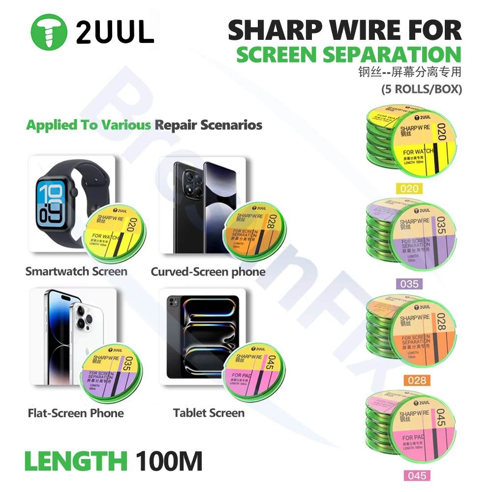 

2UUL GS020/028/035/045 Screen Separation Wire for Mobile Phone Screens Curved Screens Tablets Watches Screen Separation Tool
