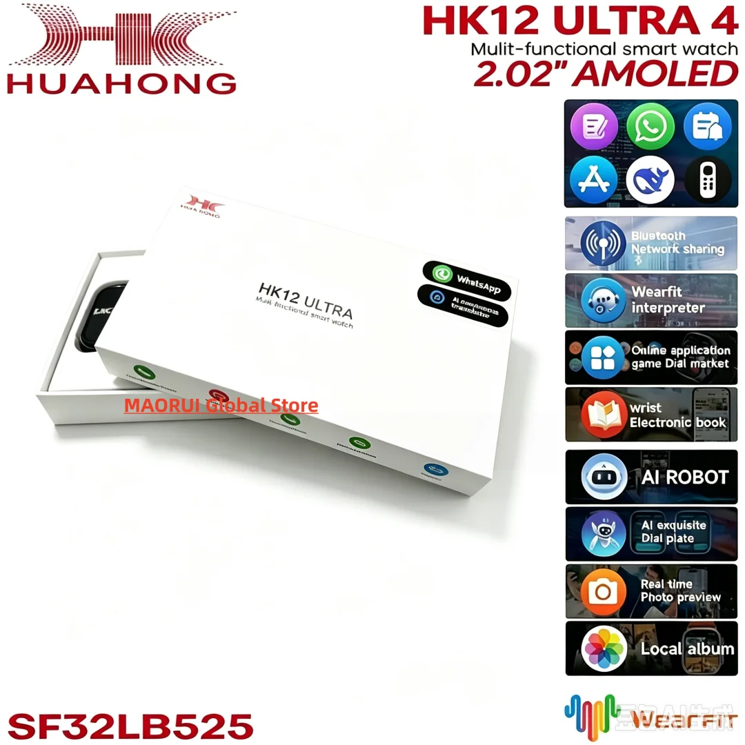 2026 NEW Global Version HK12 ULTRA 4 Smartwatch 49mm AMOLED AI Robot Bluetooth  Call Clock NFC Compass Smart Watch Men