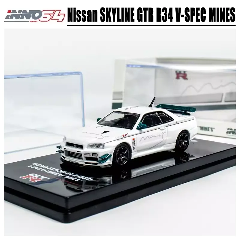 

INNO 1/64 Nissan SKYLINE GTR R34 V-SPEC MINES Alloy Toy Motor Vehicle Diecast Metal Model Gifts