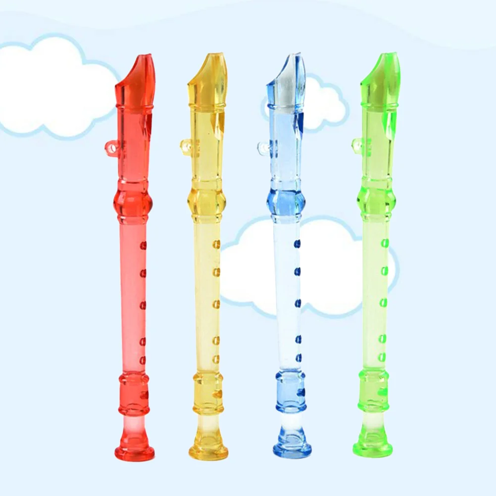 4pcs 6-Hole Mini Clarinet Transparent Flute Children Beginner Music Playing Wind Instruments (Random Color)