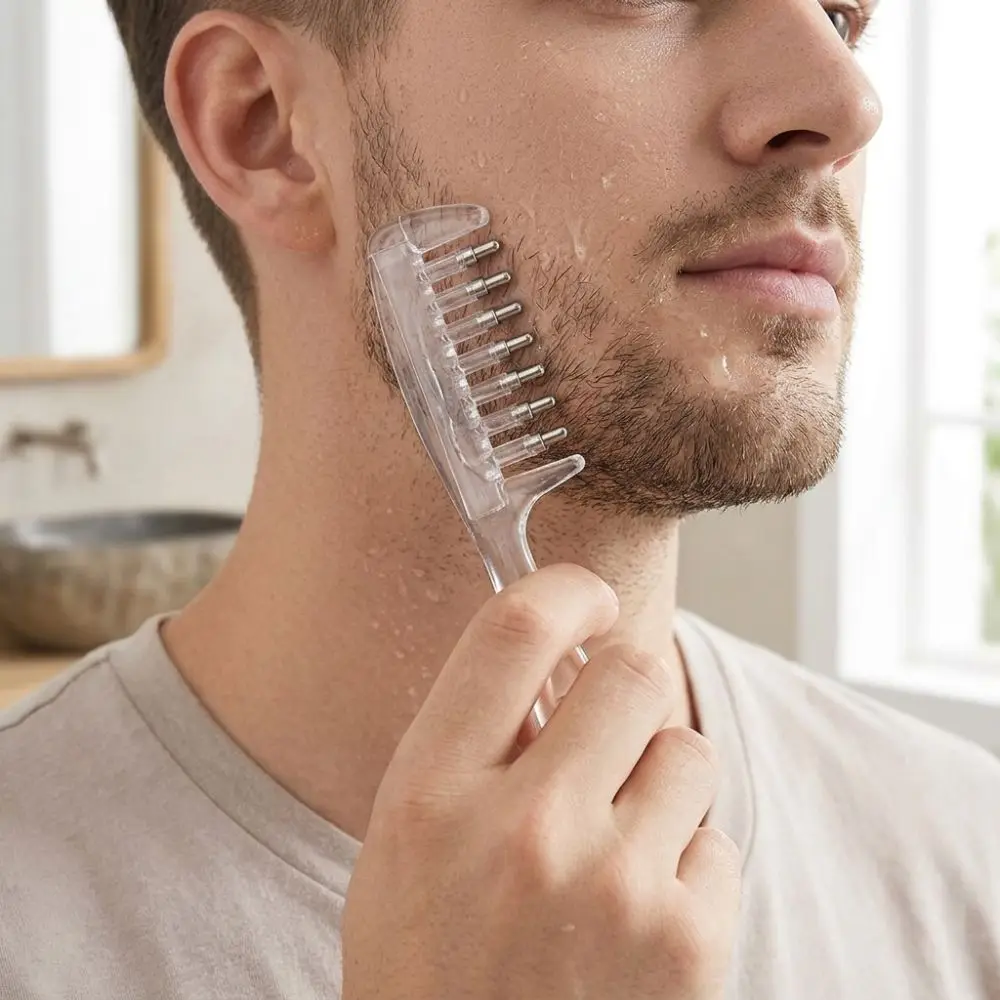 Transparent Scalp Liquid Guide Comb Anti-Static Anti-Frizz Essential Oil Applicator Even Flow with Visible Tank Reservoir