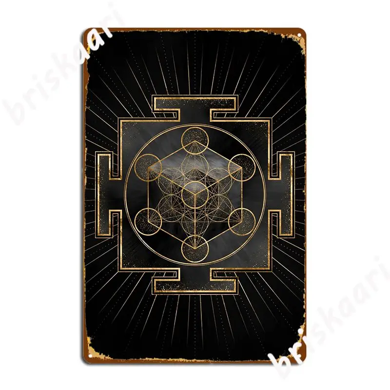 Metatron S Cube Sri Yantra Sacred Geometry Metal Plaque Poster Create Wall Decor Club Bar Wall Pub Tin Sign Poster