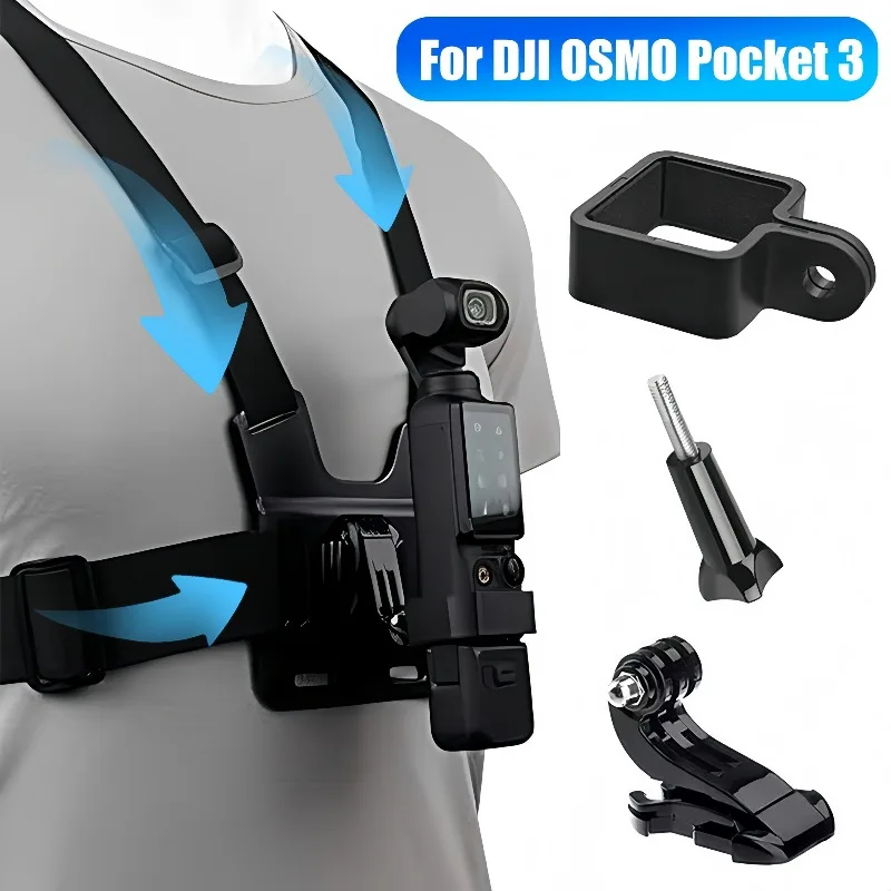 Chest Mount Harness Strap for DJI OSMO Pocket 3 Camera Holders Bracket for Motorcycle Skiing Hiking Sports Cameras Accessories