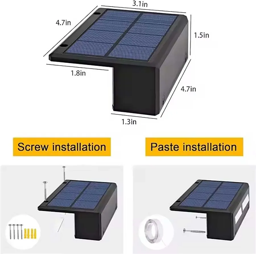 Imagem -06 - Outdoor Solar Fence Led Light Montado na Parede Jardim Luzes Escadaria Deck Iluminação do Corredor Abs