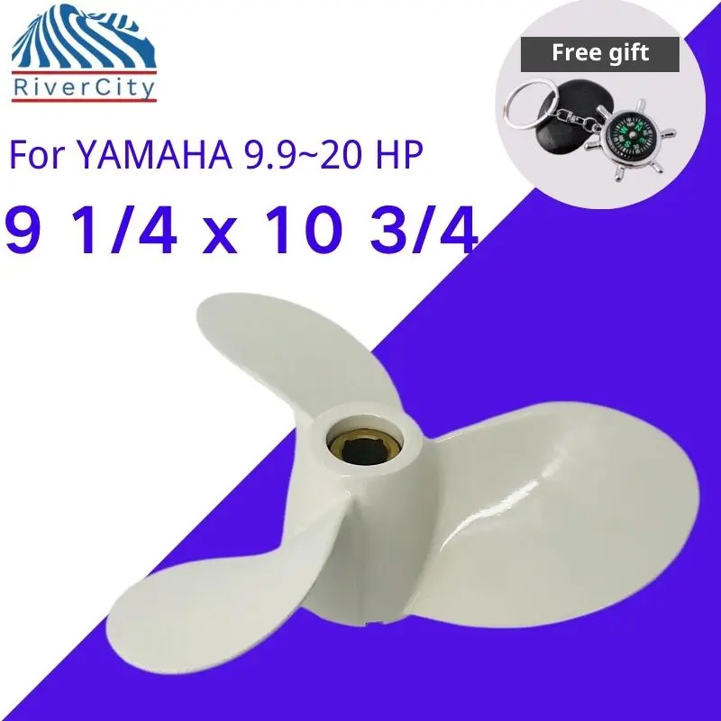 RiverCity Outboard Propeller 9 1/4x10 3/4 For Yamaha 9.9HP 15HP F20 Boat Motor Aluminum Pin Drive Screw Marine Engine Part