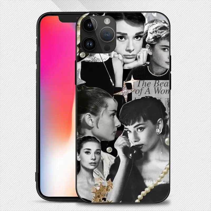 Famous Elegant Audrey Hepburn Phone Case For iphone15 14 13 12 11 Pro Max Mini X 7 8 Soft Case