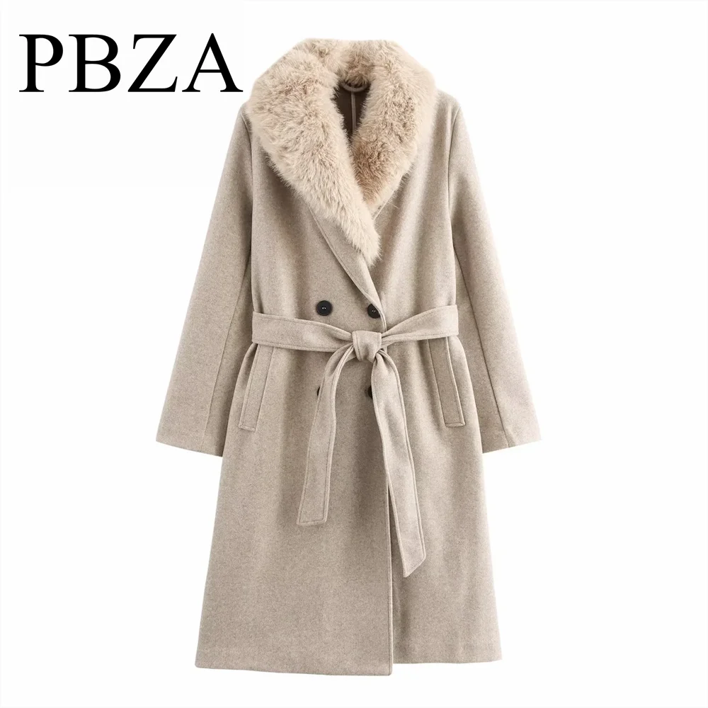 

2024 autumn and winter new product temperament women's clothing artificial fur effect lapel solid color coat jacket