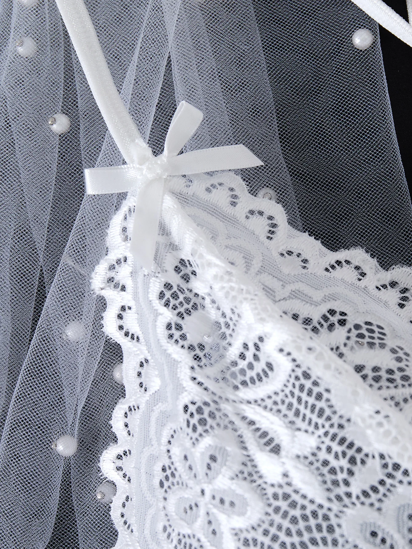 طقم فستان فلافان دانتيل مطرز باللون الأبيض - ملابس داخلية مثيرة للنساء - طقم حمالة صدر مثير بتصميم حزام على الظهر 21077 #5