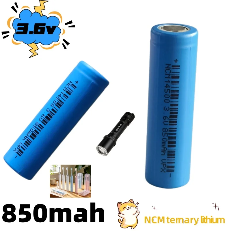 14500 NCM 3.6V 850mAh Cylindrical Li‑ion Rechargeable Cell for Flashlights Shavers Mini Fans Portable Toys