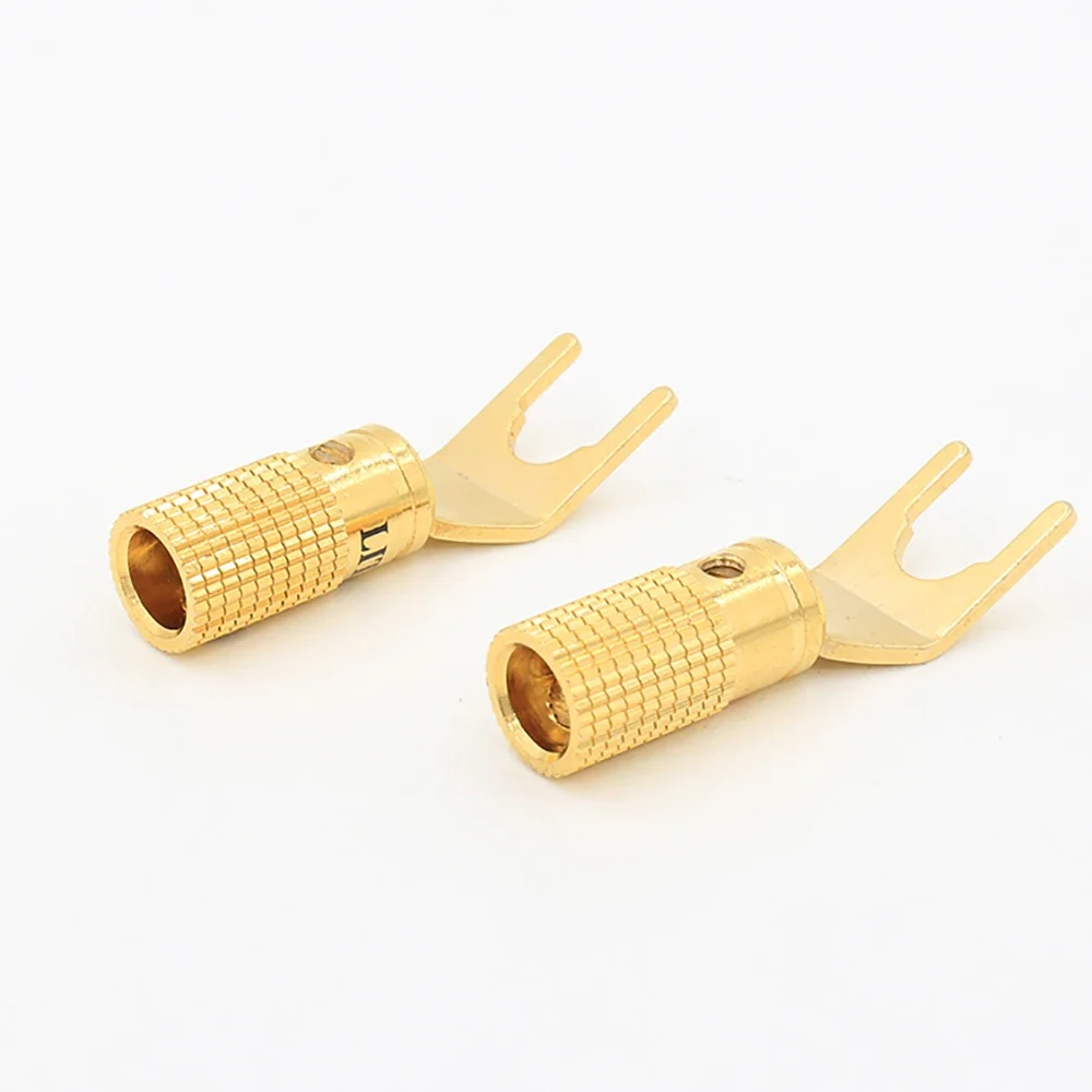 SB433G High End Audio Grade Pure Copper Gold Plated Y Spade Terminal for DIY Speaker cable