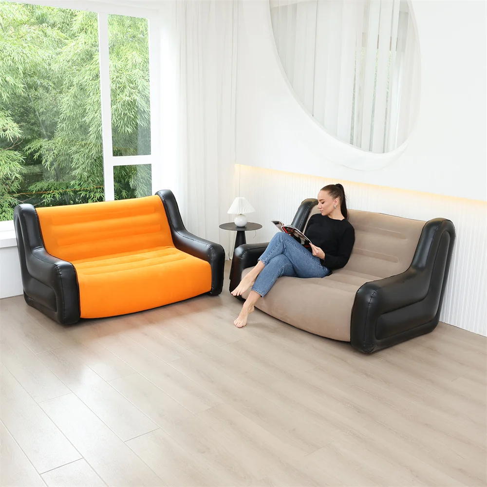 Sofá preguiçoso dobrável, espreguiçadeira inflável, dobras duráveis espessadas, espreguiçadeira de jogos compacta, banco de ar para lazer, cama, dormir