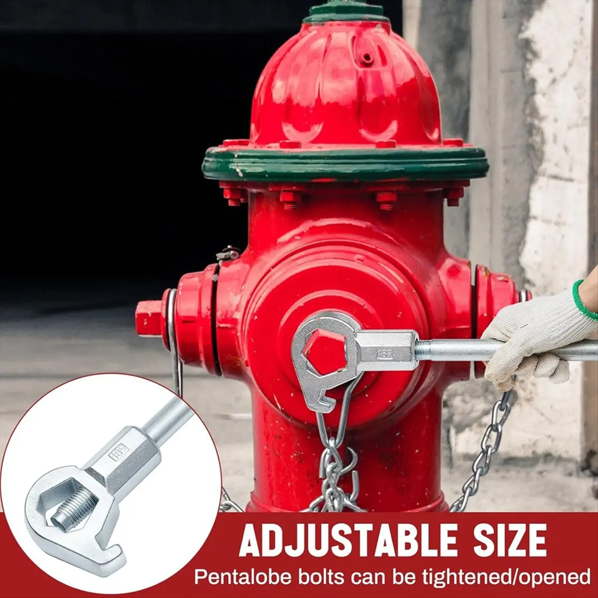 (AA91) Adjustable Hydrant Wrench,Fits 1-1/2in to 6in Bolt Head Sizes,for Loosening Caps and Opening Valves,Tightening Fire Nuts