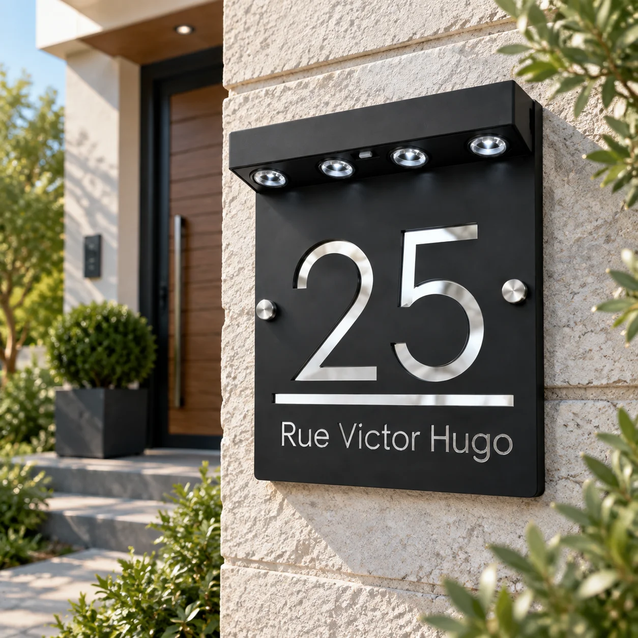 Personalized Solar LED House Number Sign Custom Acrylic Lighted Address Plaque with Family Name Outdoor Door Wall Decor