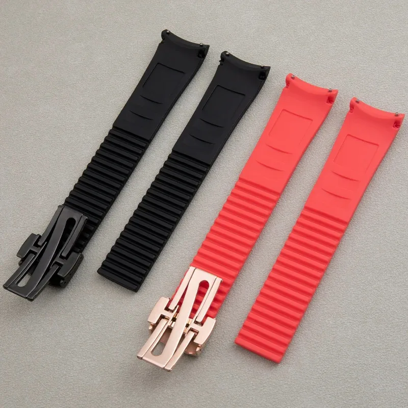 21mm Soft Rubber Watchband Fit For Patek Strap Aquanaut Philippe For 5164a 5167a-001 Watch Band Folding Buckle Steel Nail Link