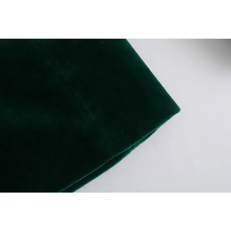 سترة نسائية مخملية أنيقة موضة ملابس مكتبية بأزرار وأكمام طويلة وجيوب سترة عتيقة ملابس نسائية خضراء