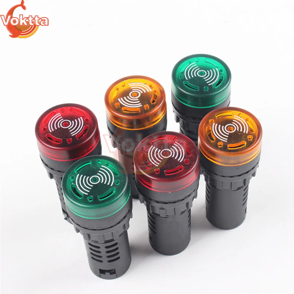 AD16-22SM Flash Đèn LED Báo Động Còi Đèn Báo Tín Hiệu Đèn Flash DC 12V 24V AC 110V 220V đèn LED Báo Chỉ Số Còi