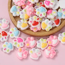 10Pcs New Acrylic Beads Cute Cat paw Loose Spacer Beads DIY Bracelet Necklace KeyChain Material Accessories For Jewelry Making