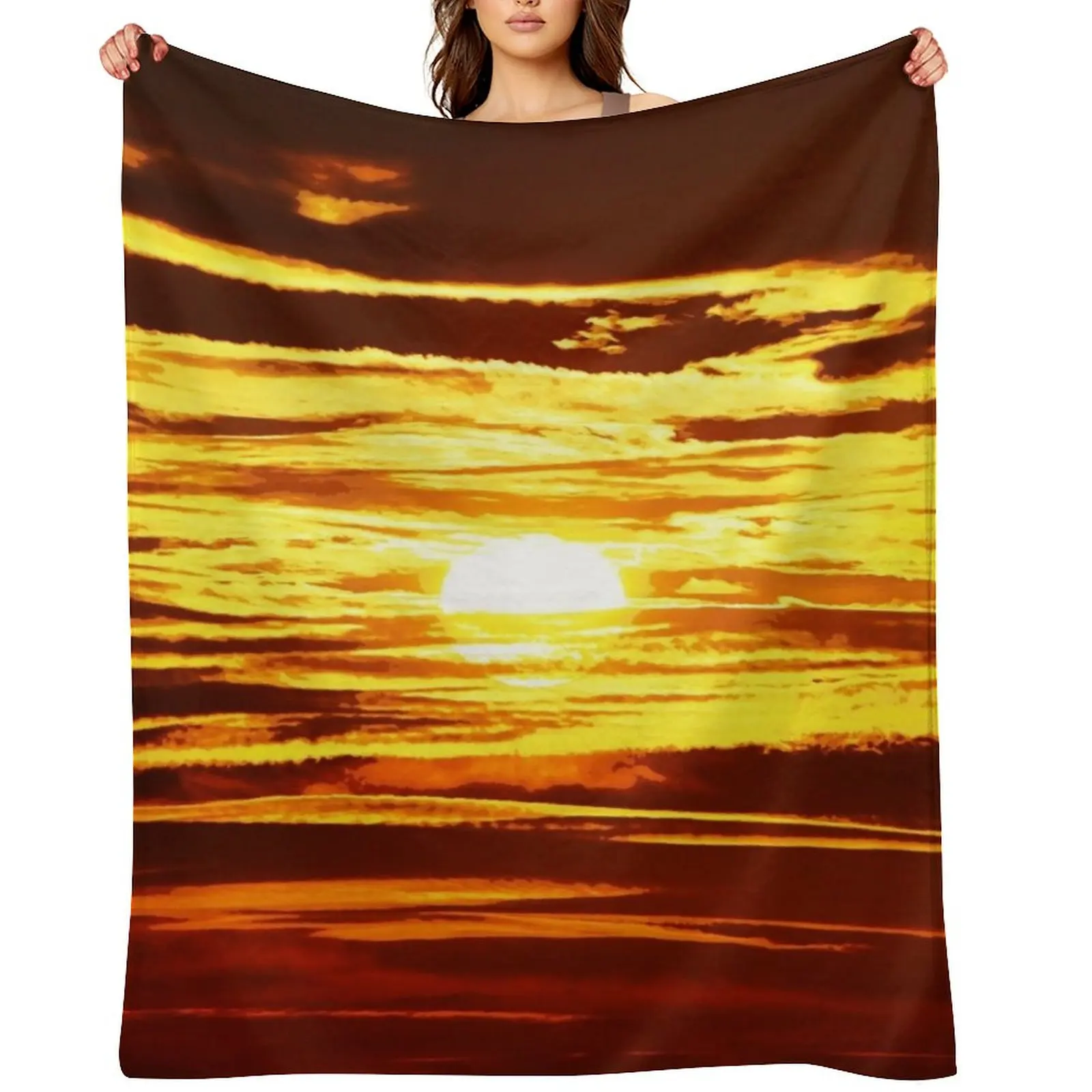 

Setting Sun Throw Blanket Soft Plush Plaid Decorative Sofas Soft Beds For Baby Blankets