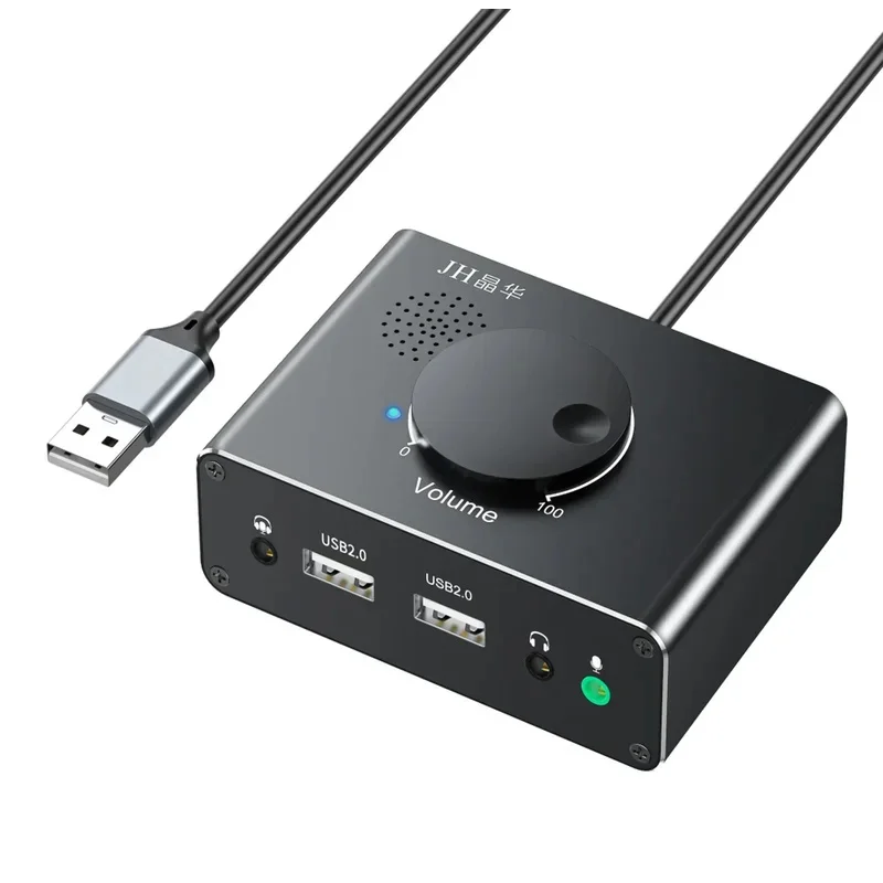 USB External Sound Card Driver Free USB2.0 to 3.5mm Audio Adapter Volume Control Adjustable Sound Card For Laptop Desktop PC