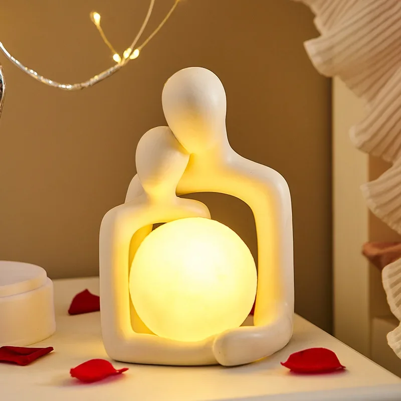 Nordic abstract figure art couple ornament night light home living room bedroom entrance decoration birthday gift