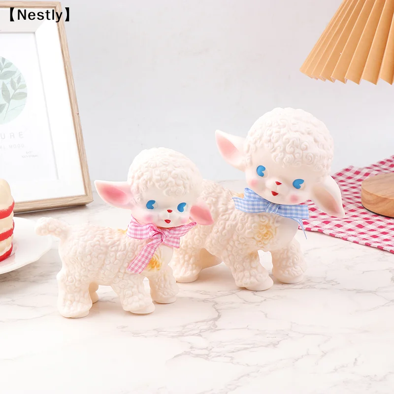 Retro Classic Plastic Sheep Doll Cute Girl Sweetheart Voice Animal Gift Model Lamb Static Desk Room Home Accessories 〔Nest〕