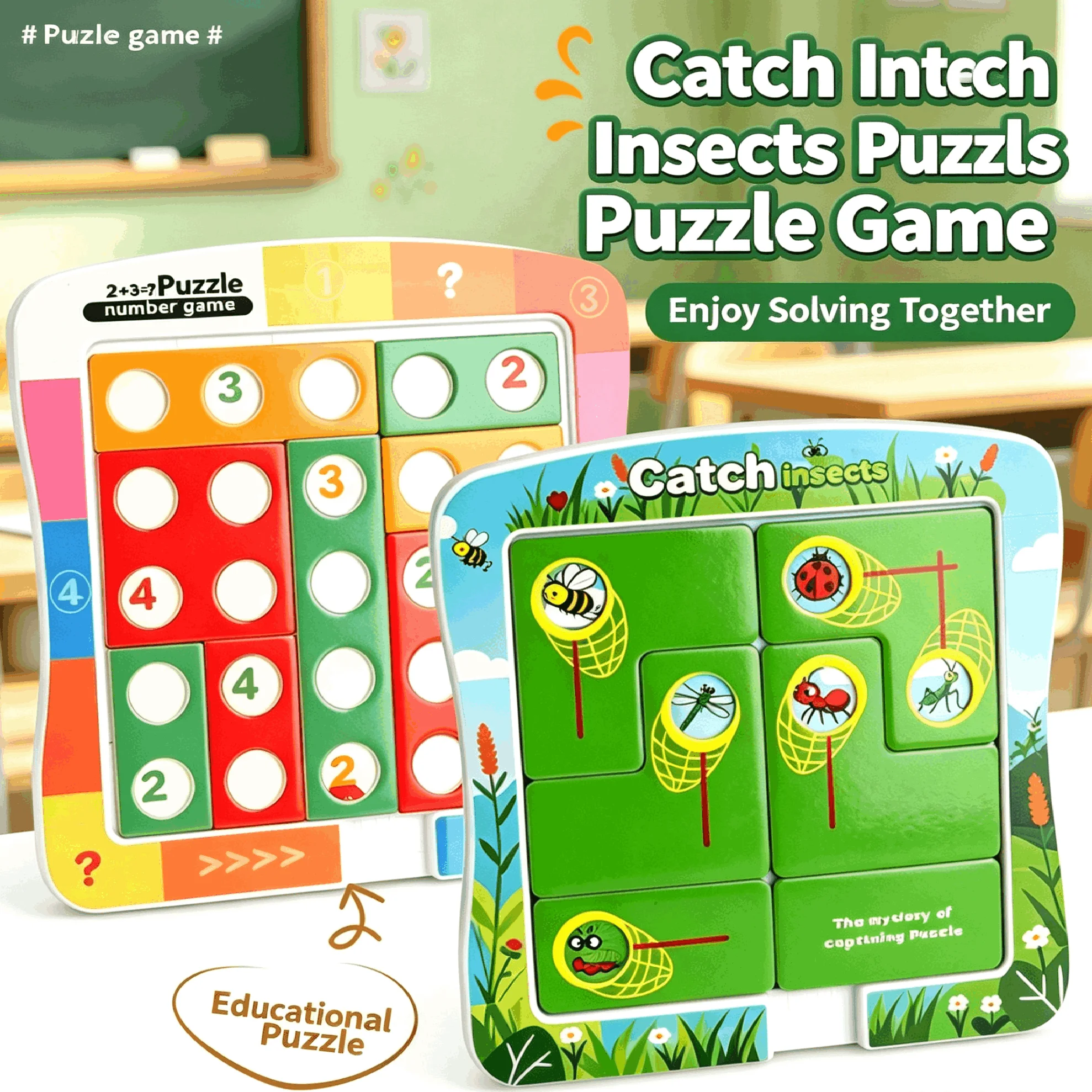 Bug Catching Puzzle Challenge Game, Educational Brain-Teaser For Hand-Eye Coordination Skill Development