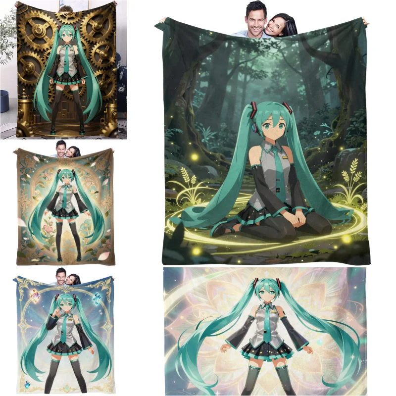 Steampunk Hatsune Miku Flannel Blanket Warm Throw Blanket Cozy Gift Blanket HD Print for Teens Bedroom Living Room Camping