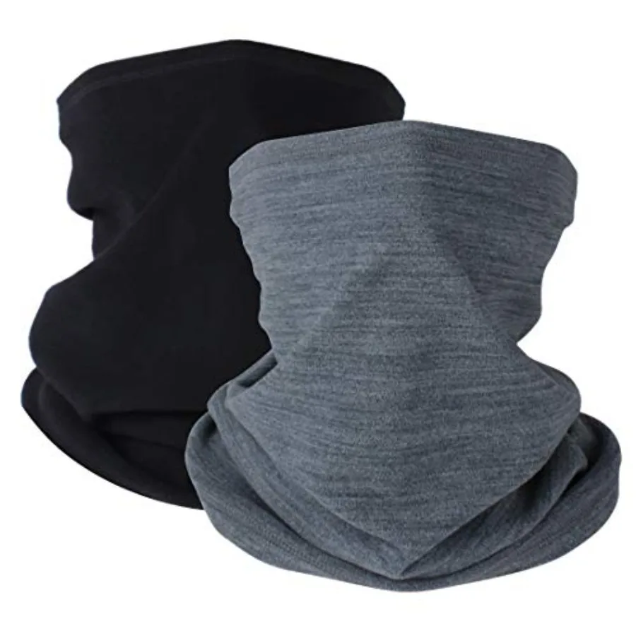 

KGC 2 Pack Winter Neck Warmer Gaiter Fleece Windproof Face Mask Cover Cold Weather Scarf for Men and Women