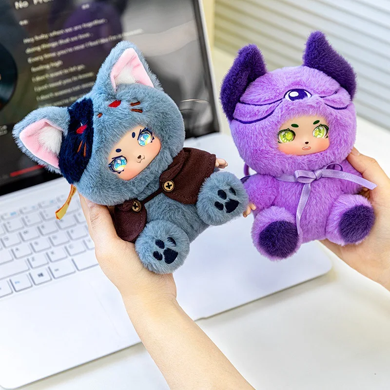 14CM Kawaii Miniso Backpack Vinyl Plush Toys Pendant Doll Animal Werewolf Series Figure Trendy Doll Toy Birthday Gifts