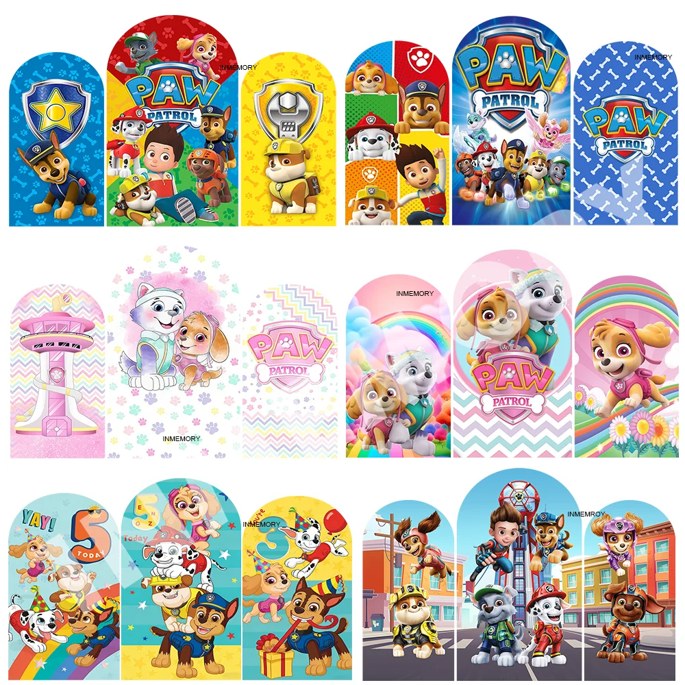 

Paw Patrol Skye Arch Backdrop Covers Cartoon Dog Marshall Chase Baby Shower Arched Wall Birthday Banner Tower Background 2-Sided