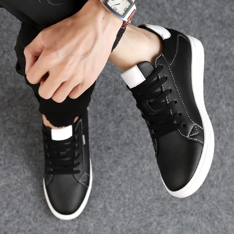 

2025 Men's New Autumn Leather Panel Sneakers - Breathable White Shoes for Casual & Sporty Wear