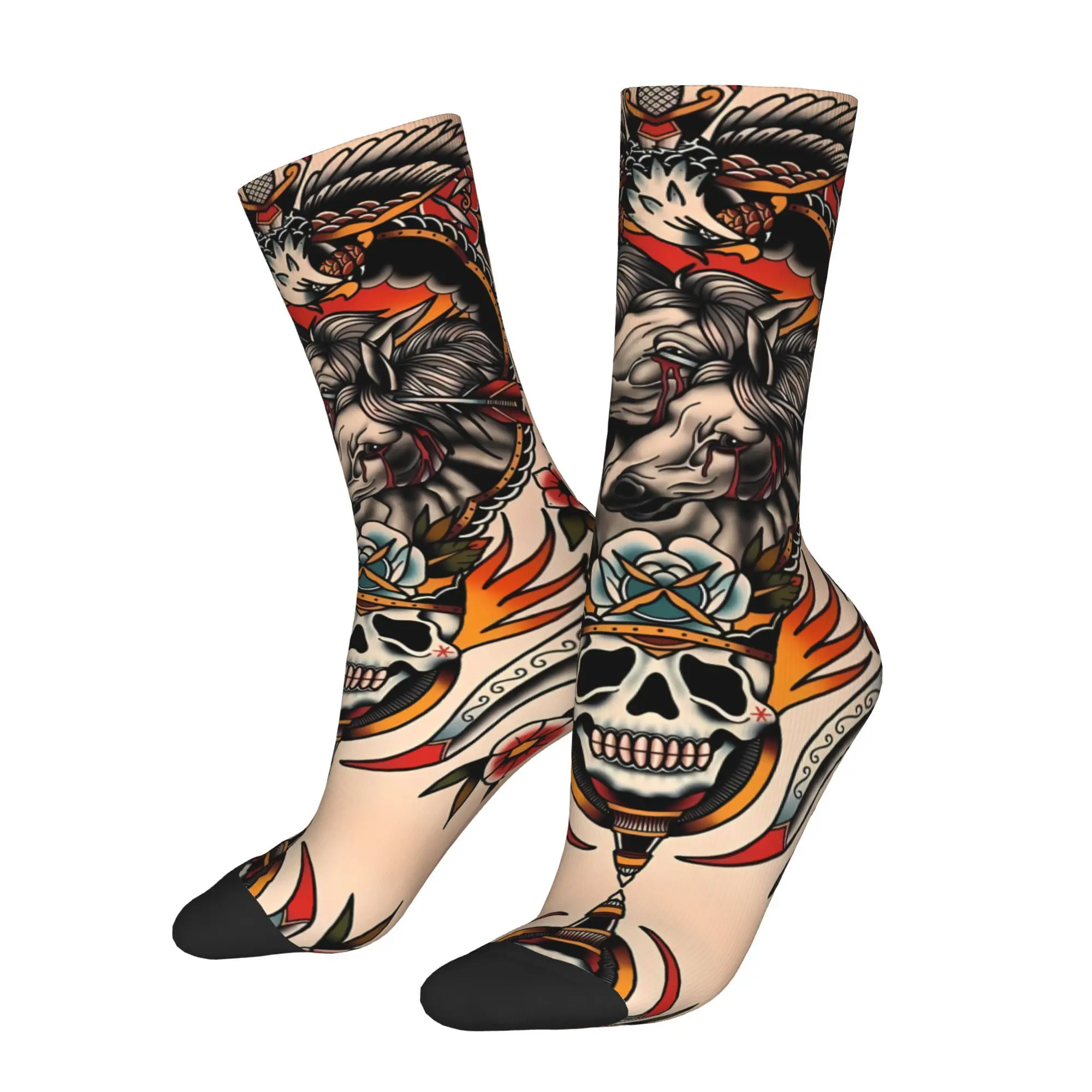 

Horse Tattoo Sock Printed Man Polyester Fashion