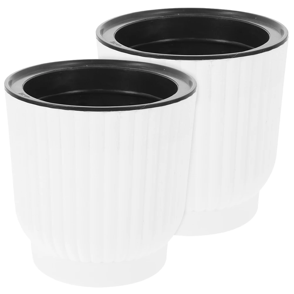 

2 Pcs Self-priming Flower Pot Plastic Indoor Plant Pots Vertical Stripes Self-watering Planter Planters