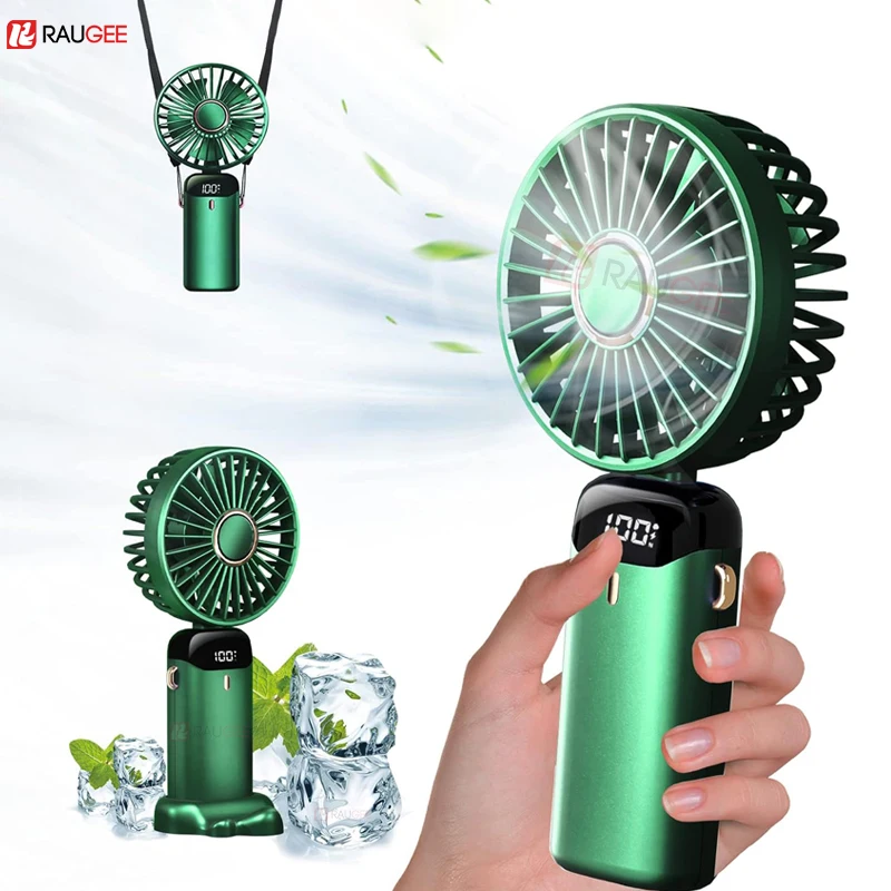 

Portable Mini Fan USB Hand Fan Rechargeable 1800Mah Neck Handling Fan With Base Foldable Small Fan For Outdoor 5 Speed USB Fans