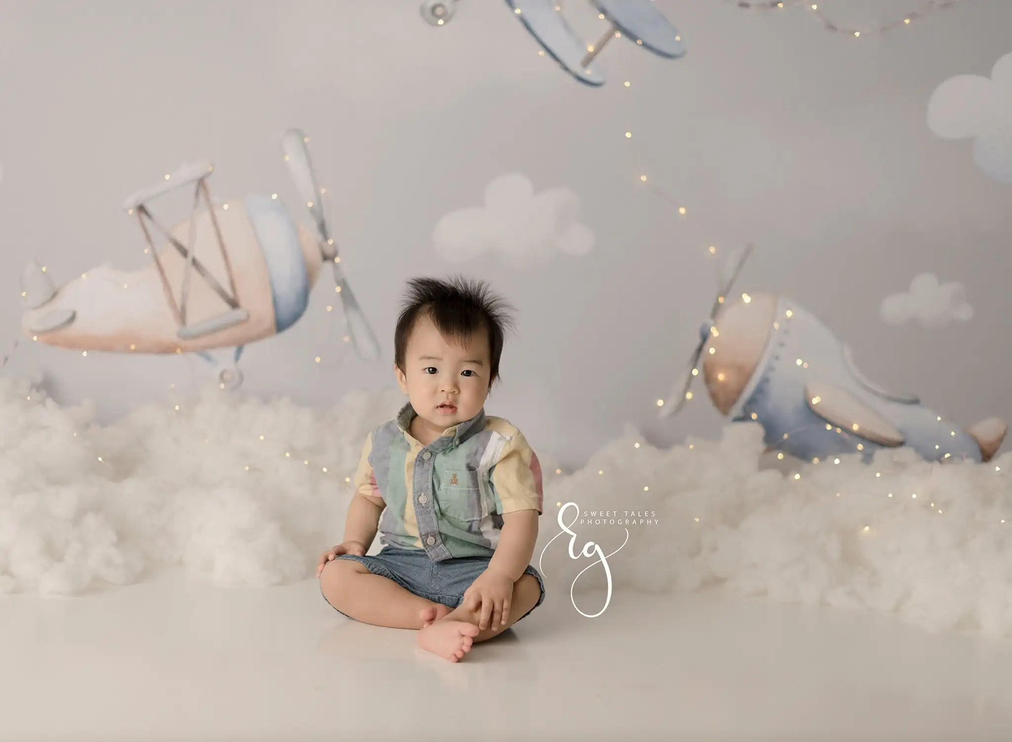 Cartoon Sky Jet Backgrounds Vintage Airplanes Boy Adult Photogrpahy Decors Child Baby Photocall Props Clouds Cake Smash Backdrop