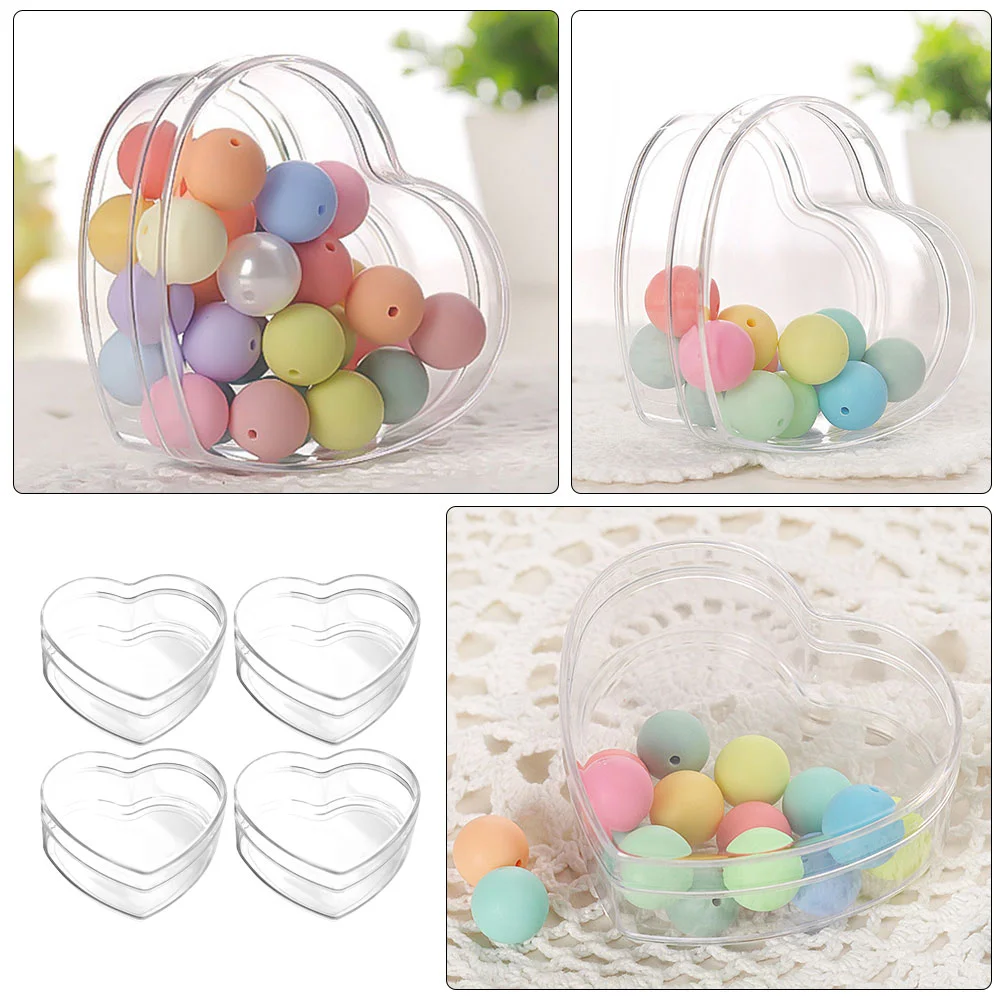 4 Pcs Acrylic Storage Box Treat Boxes Small Candy Transparent Candy Container Favor Clear Packing Snacks Heart Gift