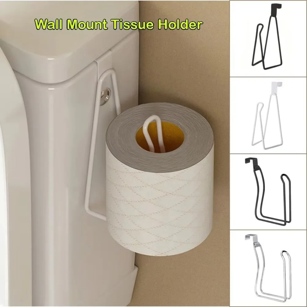 

Stainless Steel Toilet Paper Holder Wall Mount No Punching Hanging Paper Towel Rack Multifunctional Easy Hooks