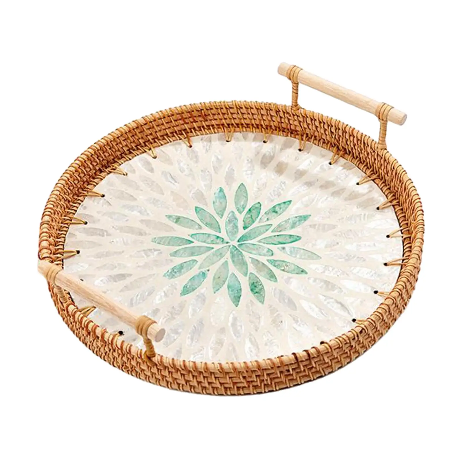 ถาดเสิร์ฟหวายถาดเก็บของตกแต่งสําหรับโต๊ะห้องนั่งเล่นร้านอาหาร