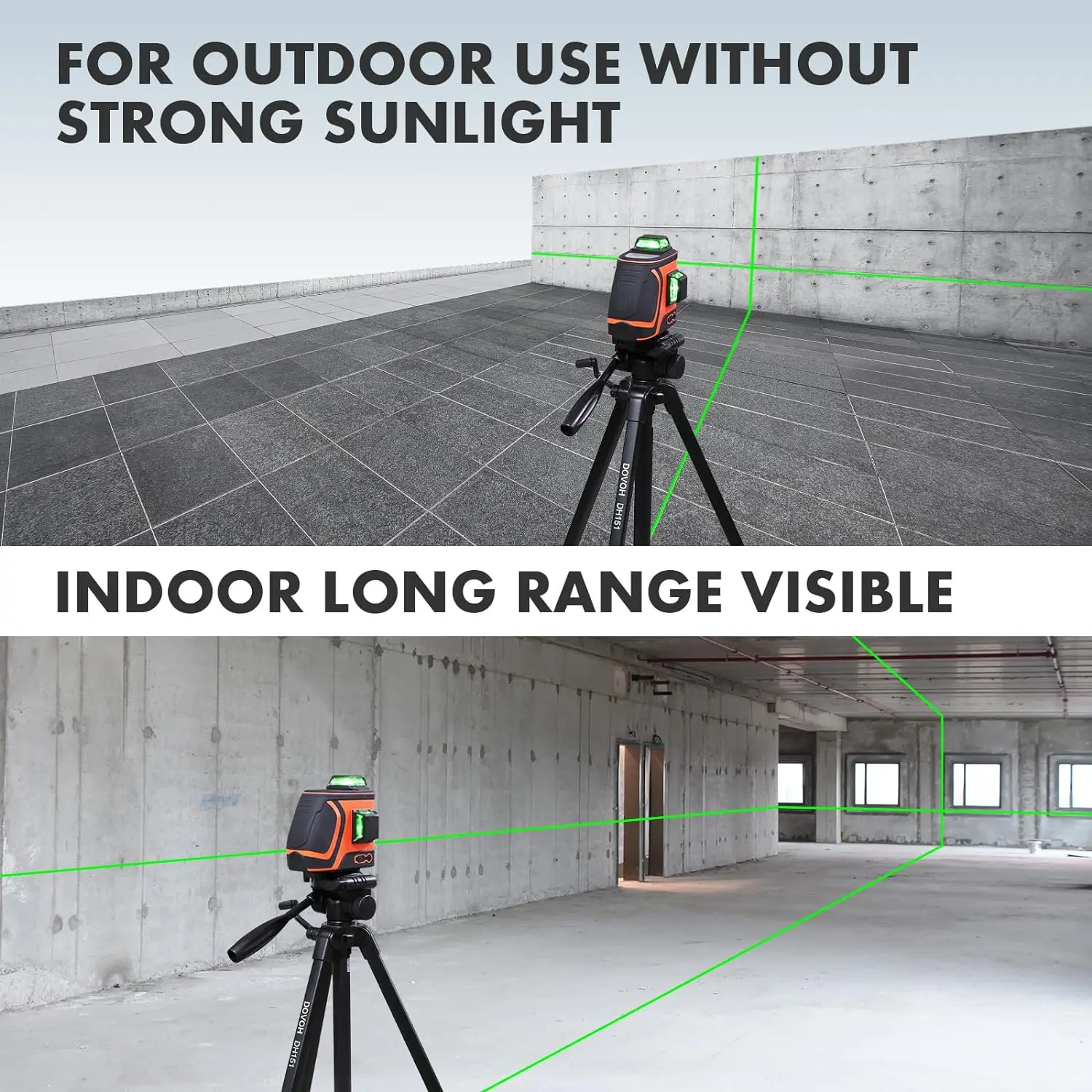 High Visibility Laser Level Outdoor: Heavy Duty 3D Laser Level 360 Self Leveling Up To 197ft Long Range 110mw Diodes