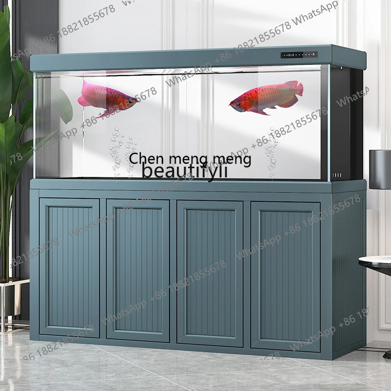 E153 Large fish tank living room ultra-white glass ecological bottom filter system integrated dragon fish tank customization