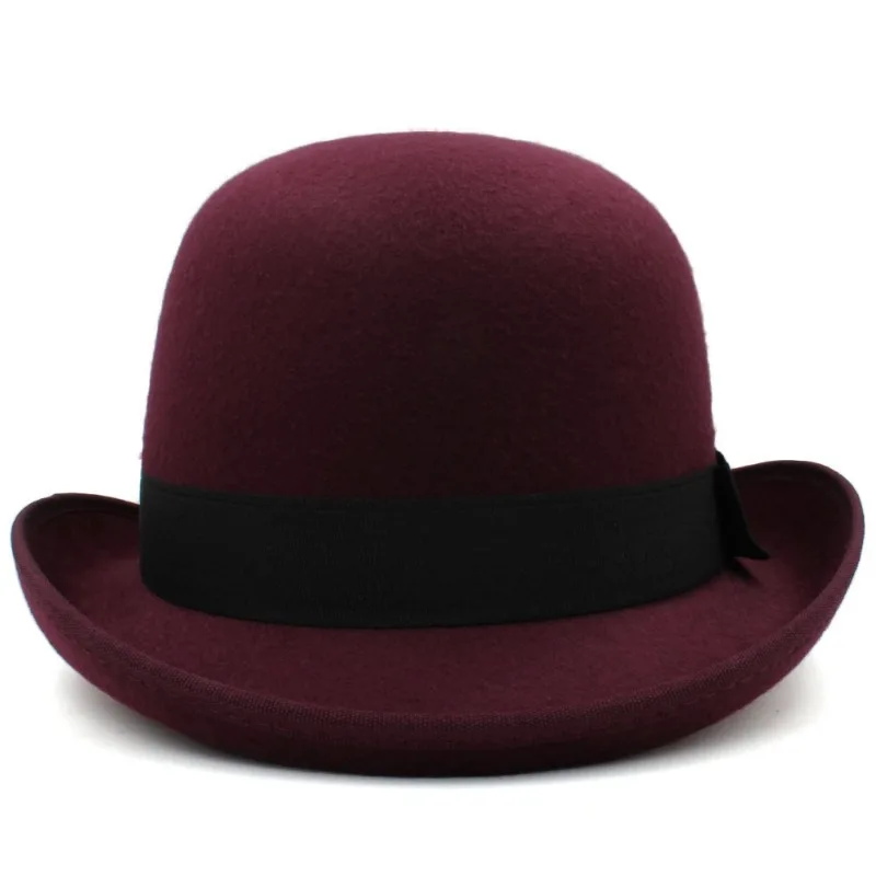 Autumn and Winter New Magic Hat Children Wide Edge Woolen Top Hat British Hip-hop Men\'s Jazz Hat Winter Solid Color Felt Hats