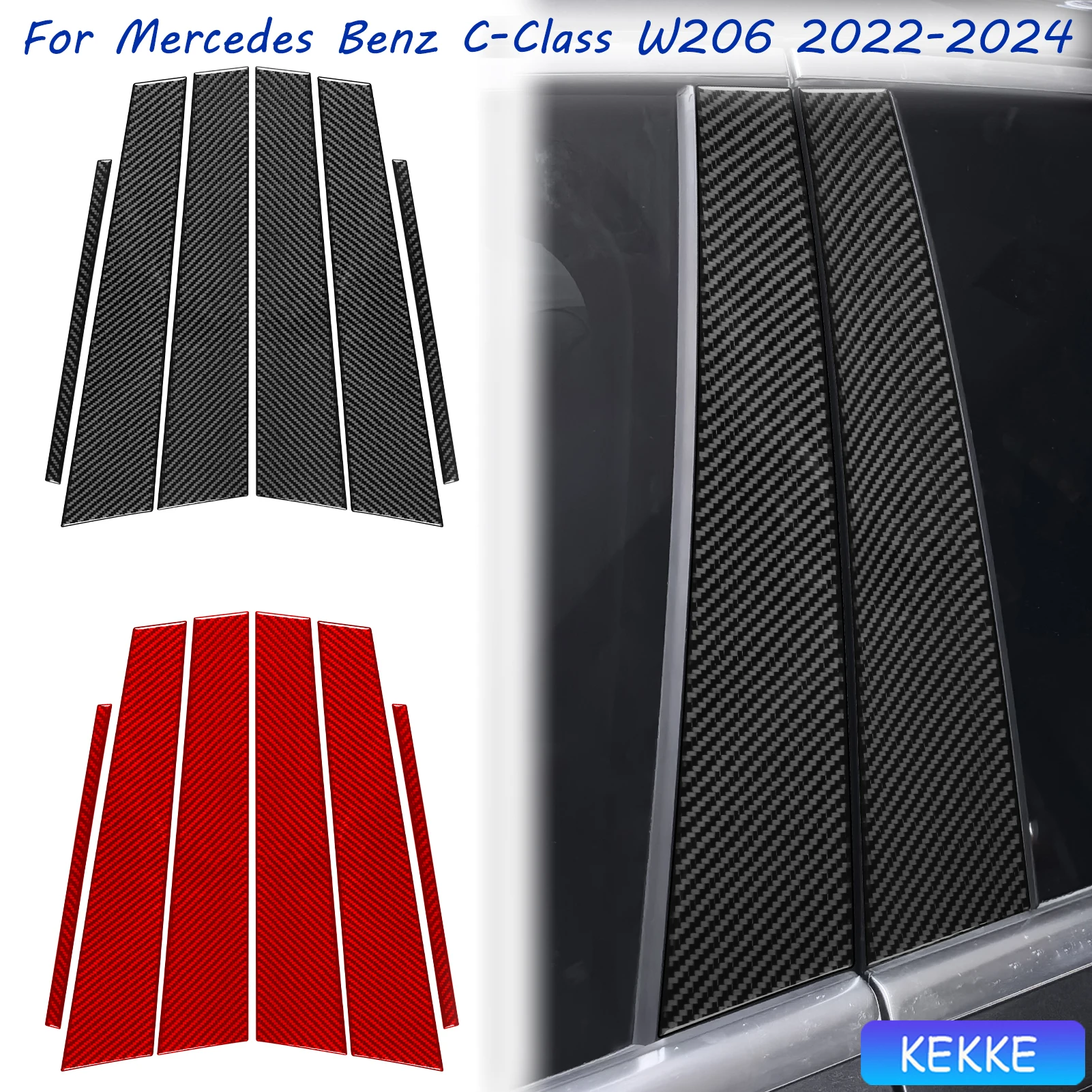 

For Mercedes Benz C-Class W206 2022-2024 B-pillar Trim Strip Carbon Fiber Decorative Car Accessory Sticker