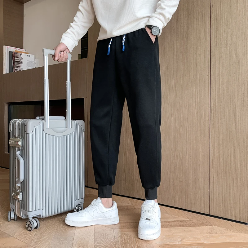 

Trendy Casual Pants for Men Small Size S Pure Color Sweatpants Autumn Winter Low Height 55 XS Spor Nine Pointed Pants